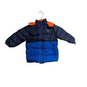 Xtreme Toddler Puffer Jacket 24M Navy Blue & Orange Insulated Winter Coat #JB-2